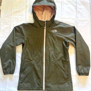 The North Face Youth Large (YL) Rain Jacket, Army Green and Light Pink